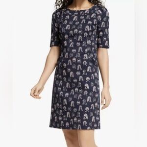 Boden lona Women’s  Navy Button Detail Cotton Blend Chit Chat Dress 4R Pockets‎